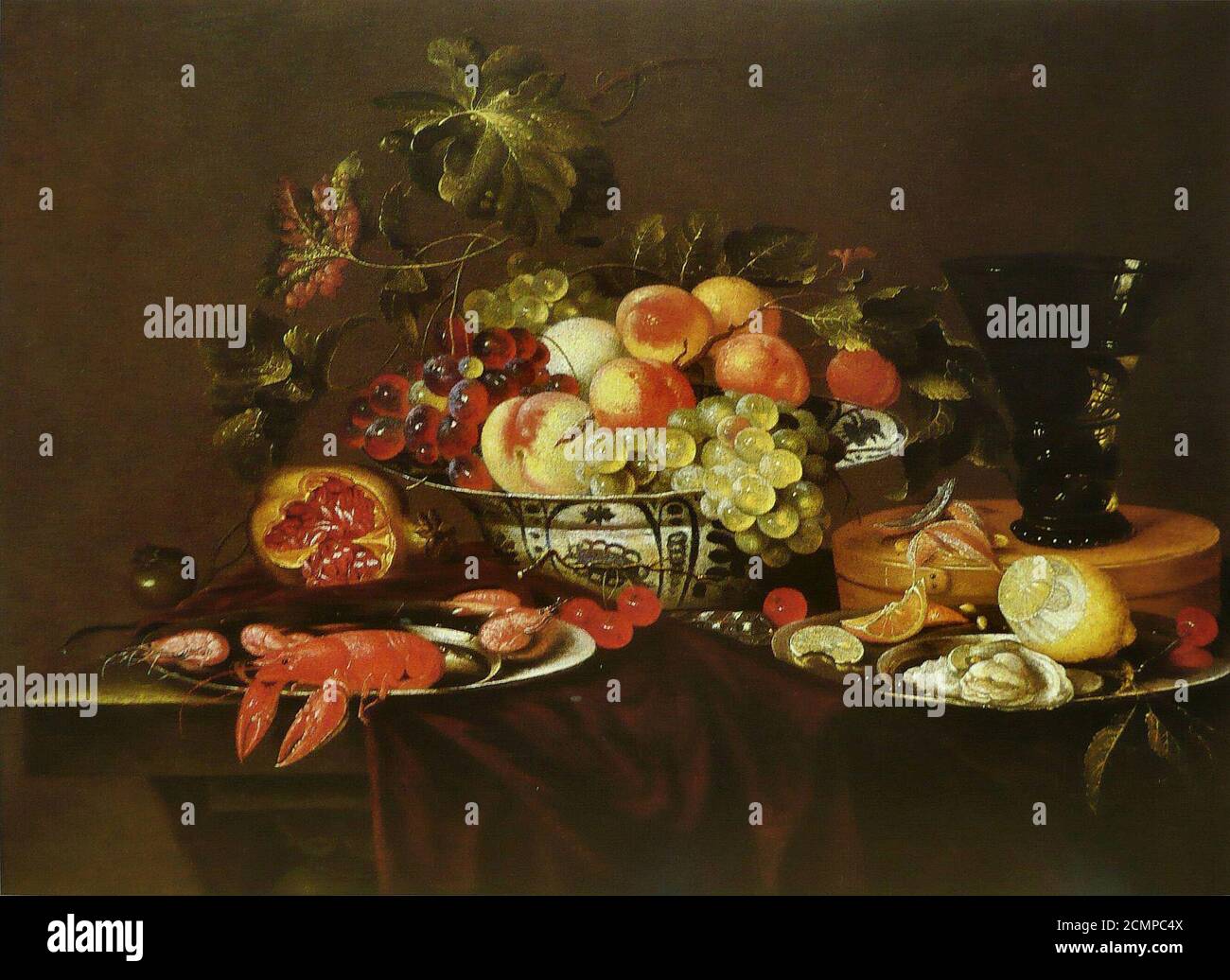 Joris van Son - Nature morte crustacés, fruits. Stock Photo