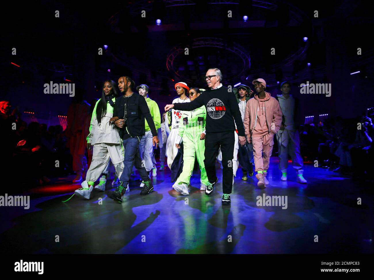 Designer Tommy Hilfiger is joined by Lewis Hamilton and models following  his 'TOMMYNOW Spring 2020' show during London Fashion Week in London,  Britain, February 16, 2020. REUTERS/Henry Nicholls Stock Photo - Alamy