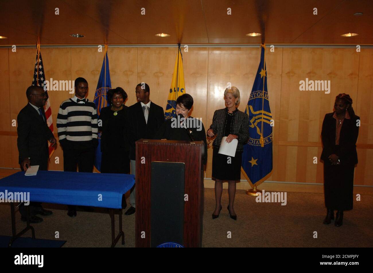 Judge McKenna, of DC Family Courts, begins the adoption ceremony at HHS