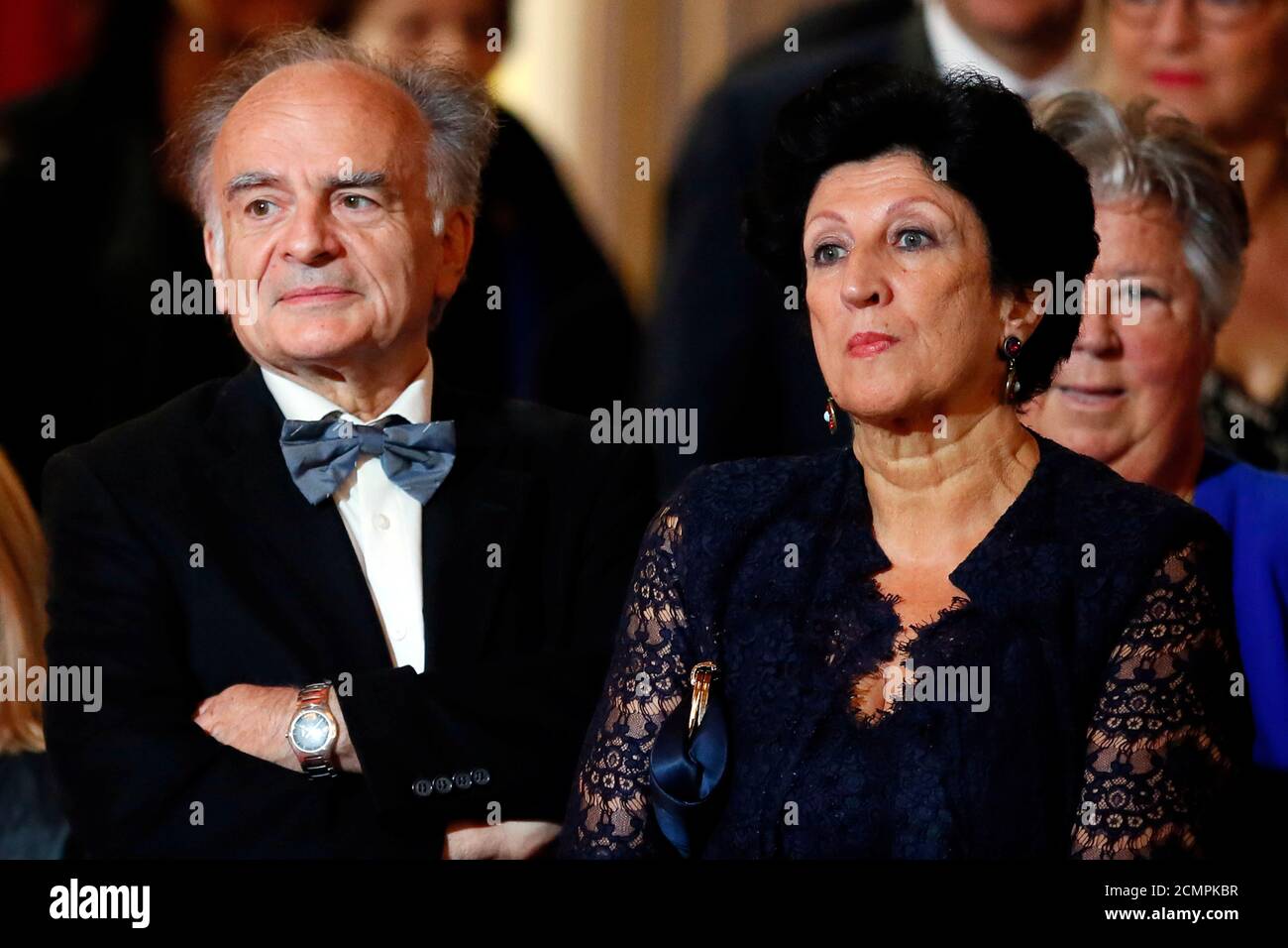 The parents of French President Emmanuel Macron, Jean-Michel Macron (L) and  Françoise Nogues-Macron, listen during his inauguration at the Elysee  Palace in Paris, France, May 14, 2017. REUTERS/Francois Mori/Pool Stock  Photo -