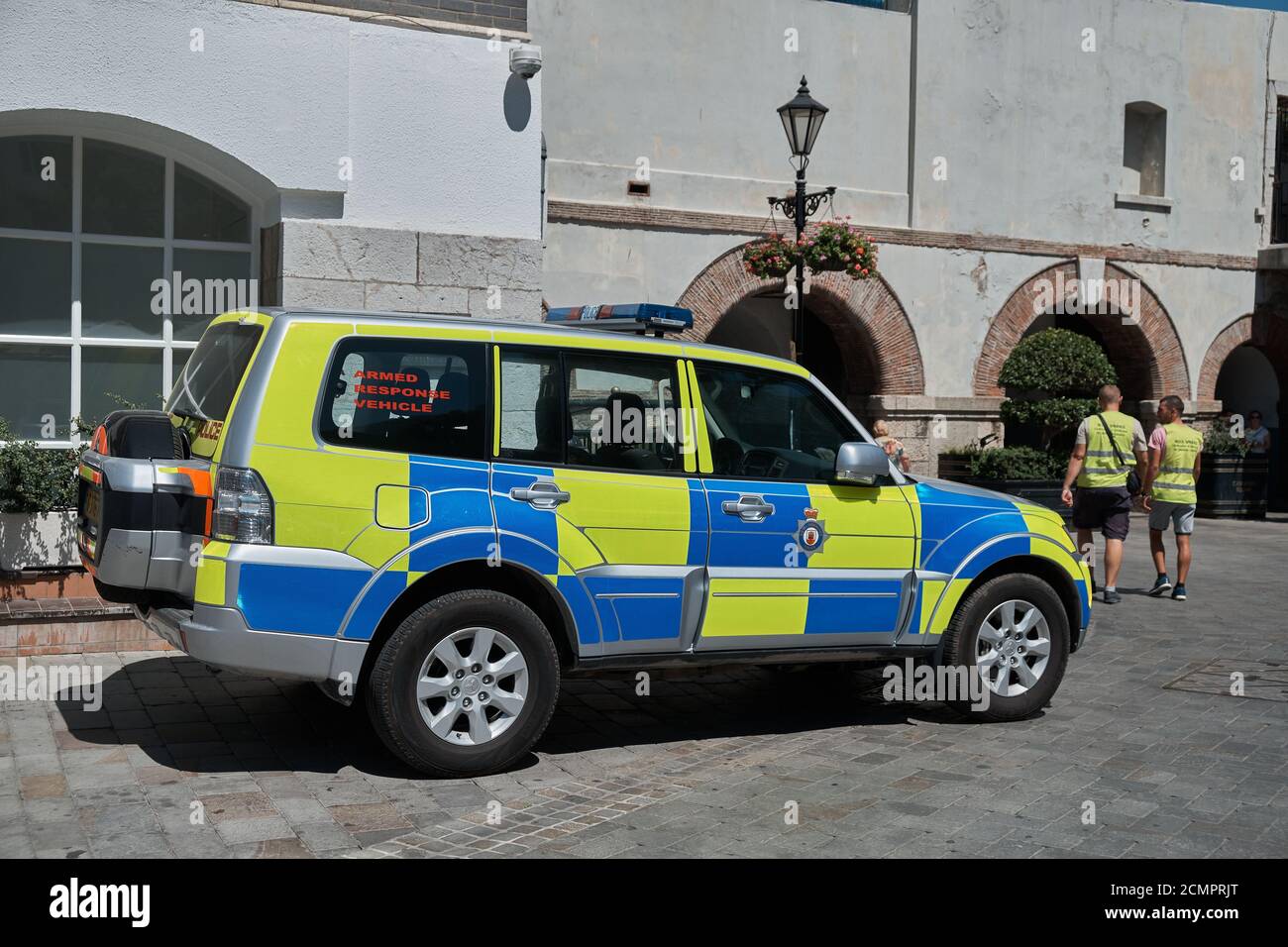 Police car. Gibraltar, british overseas territory, Iberian peninsula, Europe. Stock Photo
