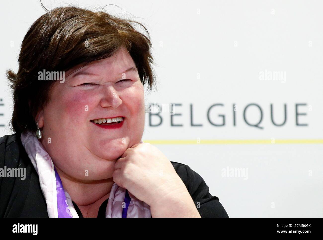 Belgium's Health Minister Maggie De Block attends a news conference after a  cabinet meeting to discuss