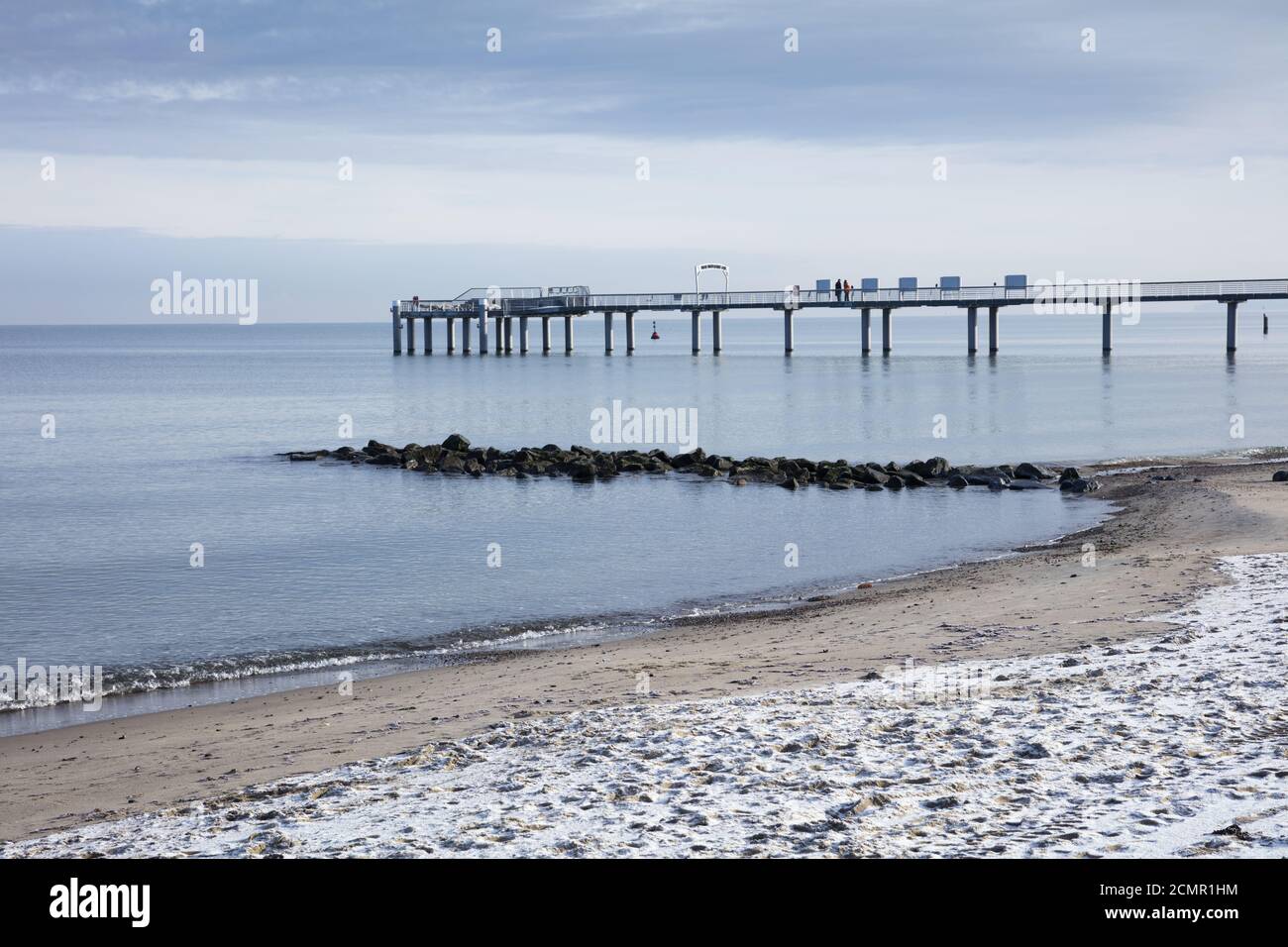 Sea bridge at the Baltic sea, Niendorf Stock Photo