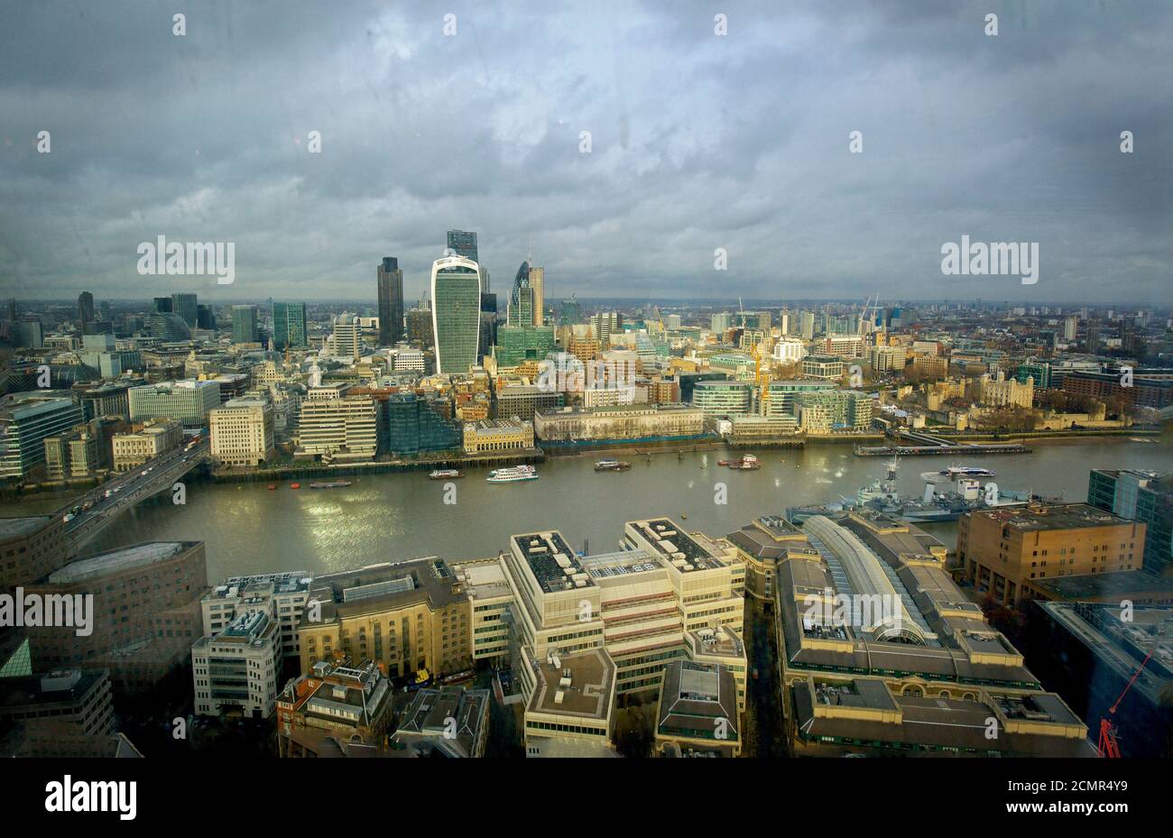 Aerial View looking over River Thames Stock Photo