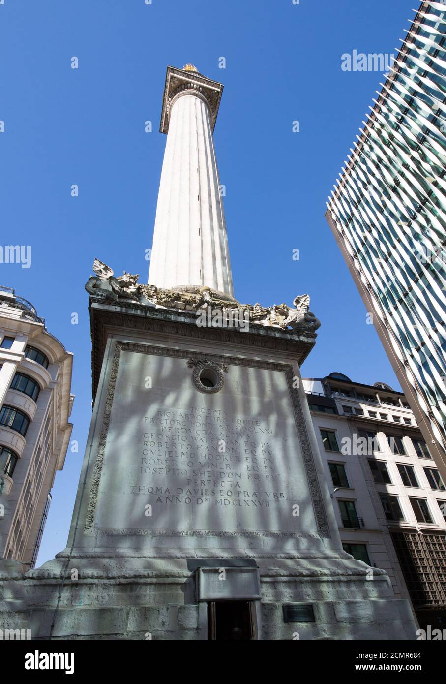 The Monument in London, which was built to commemorate the Great Fire