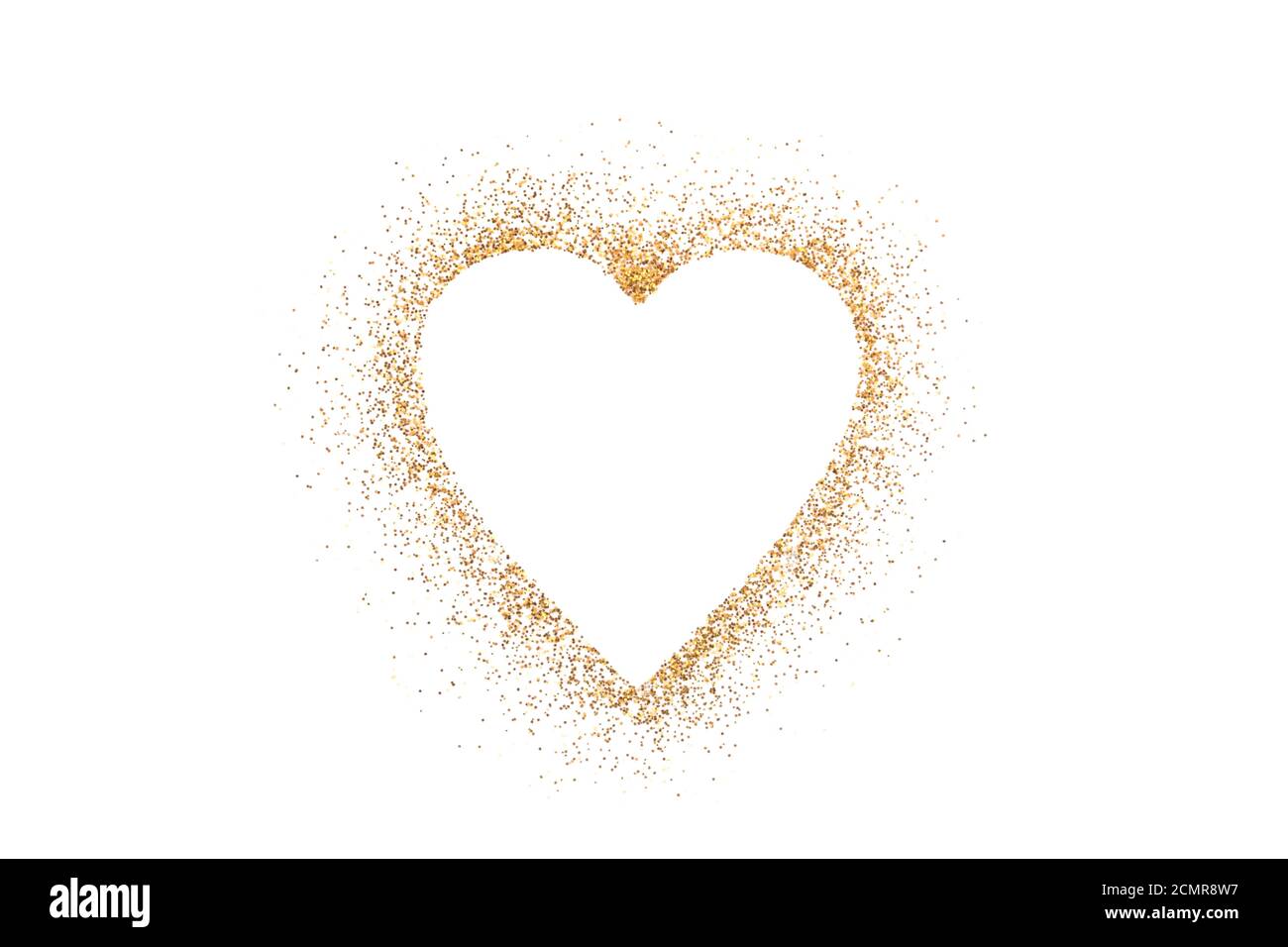 Heart shape on golden glitter over white background Stock Photo - Alamy