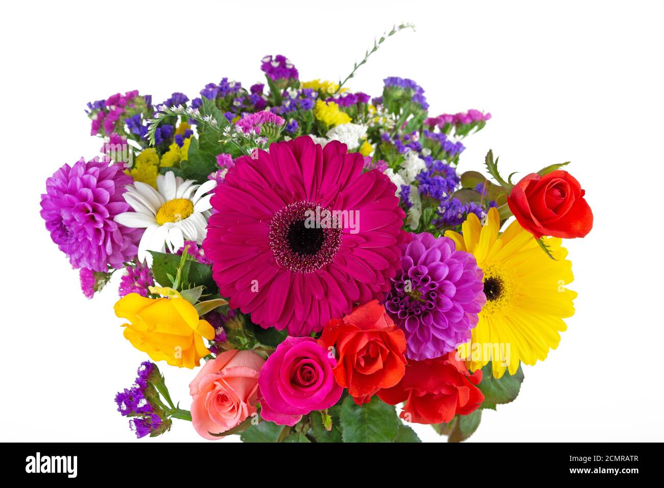 Spring flowers on a white background. Bouquet of flowers. Flower composition. Stock Photo