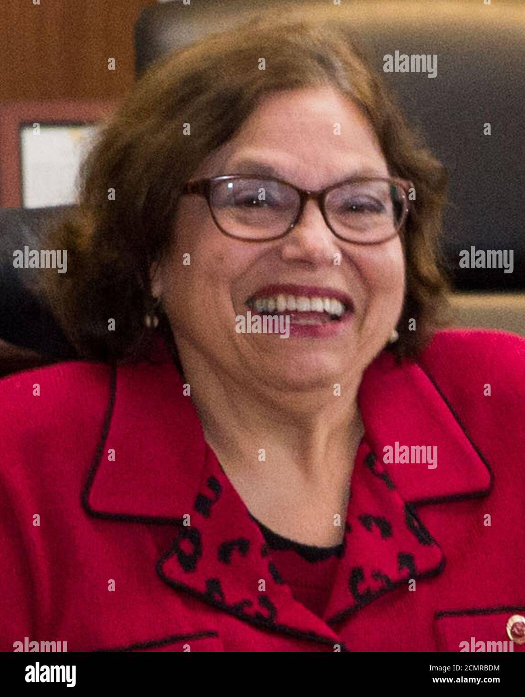 Judith Heumann face detail, from- Ambassadors Kennedy Greets Sp. Advisor for Disability Rights Heumann in Tokyo (1) (cropped). Stock Photo