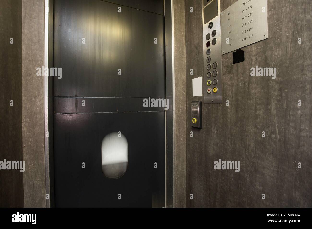 Interior of buttons in elevator. Inside the elevator floor selection buttons. movement, Stock Photo