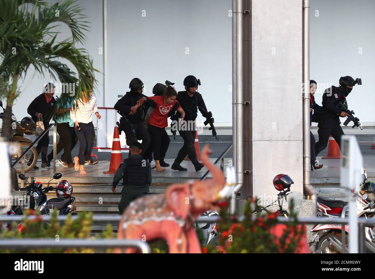 Thai Security Forces Evacuate People Stranded Inside The Terminal 21 Shopping Mall Following A Gun Battle To Try To Stop A Soldier On A Rampage After A Mass Shooting Nakhon Ratchasima Thailand