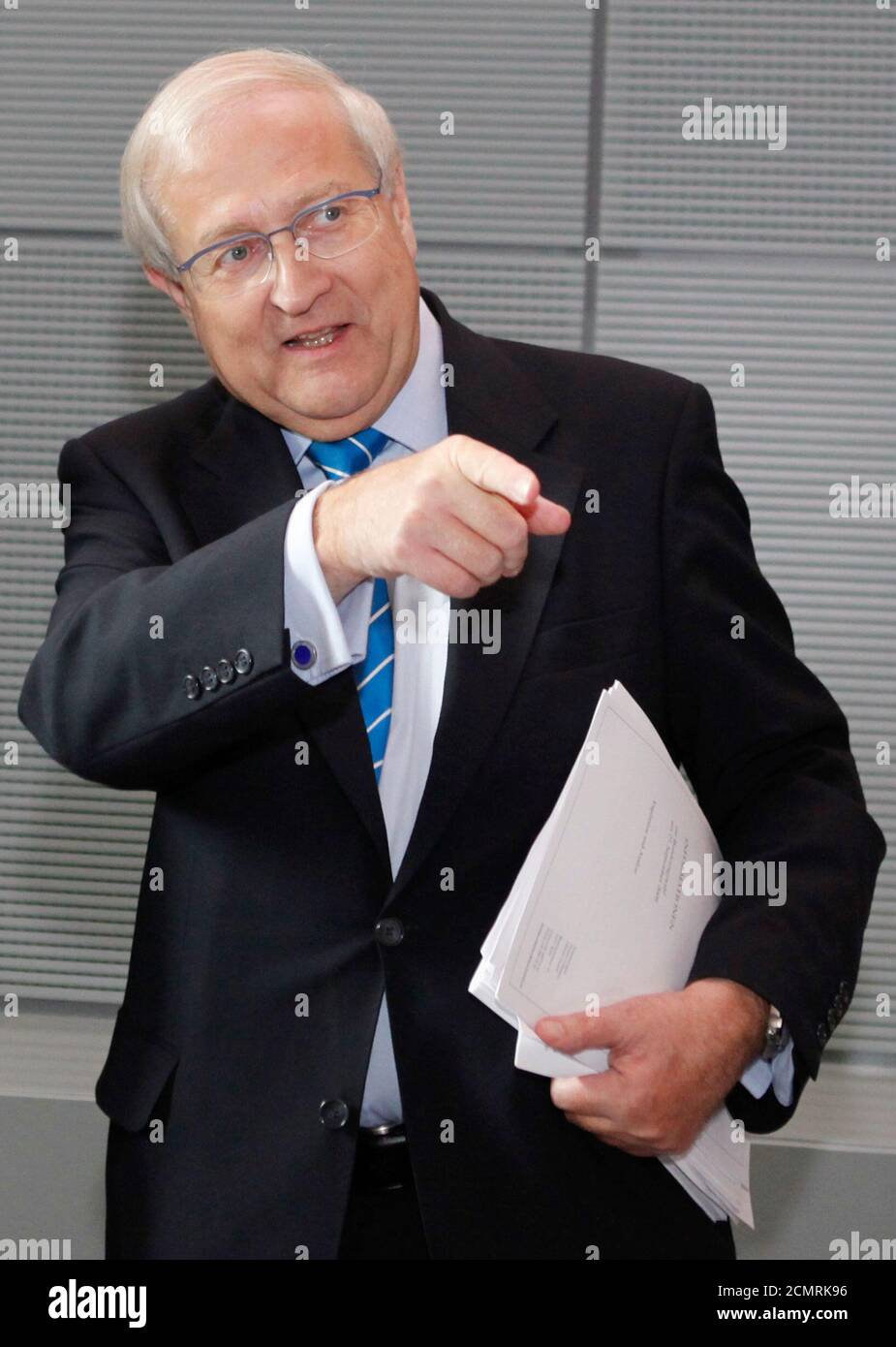 Rainer Bruederle, vice chairman of the pro-business Free Democratic Party (FDP) attends a meeting of the FDP parliamentary group in Berlin September 28, 2009.  REUTERS/Thomas Peter  (GERMANY POLITICS HEADSHOT) Stock Photo