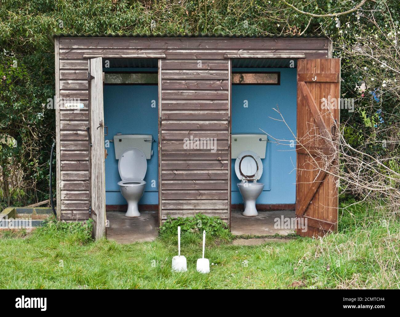Basic wc facilities on a campsite in Suffolk, England Stock Photo - Alamy