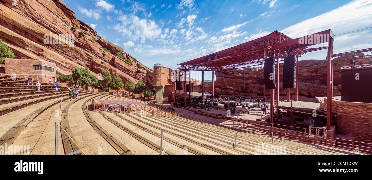 People working out at Red Rocks Park and Ampitheatre Stock Photo