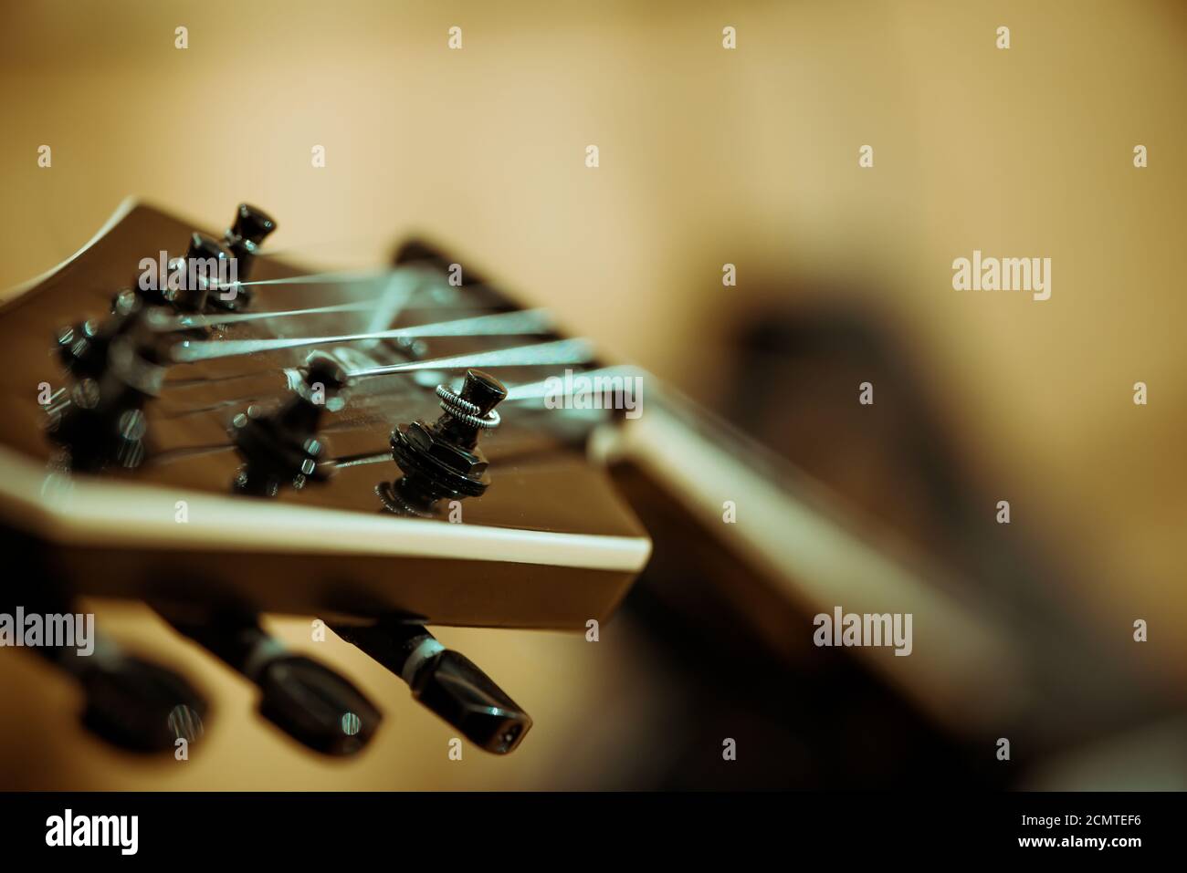 electric guitar strings closeup Stock Photo