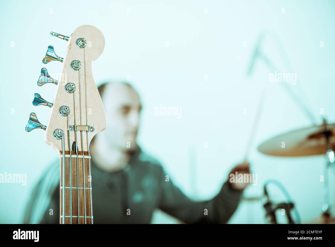 electric guitar strings closeup Stock Photo