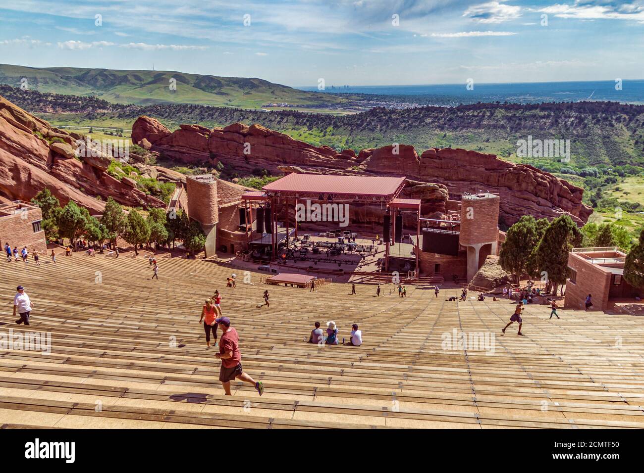 People working out at Red Rocks Park and Ampitheatre Stock Photo