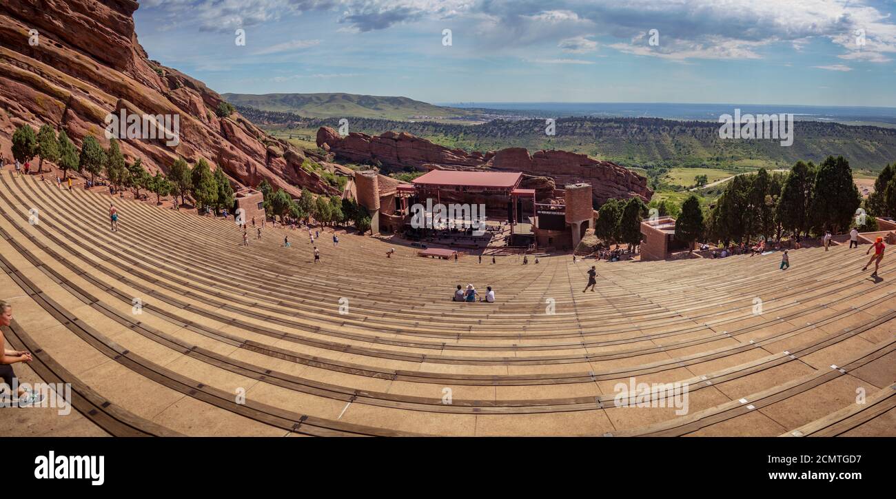 People working out at Red Rocks Park and Ampitheatre Stock Photo