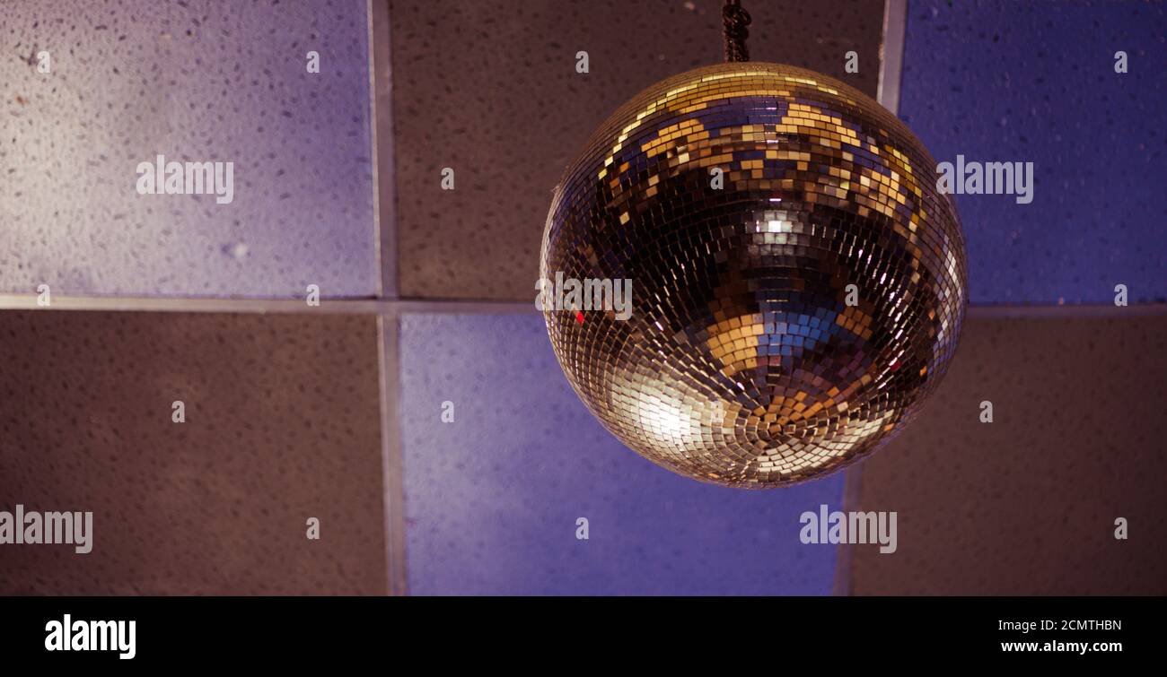 disco ball closeup on ceiling Stock Photo Alamy