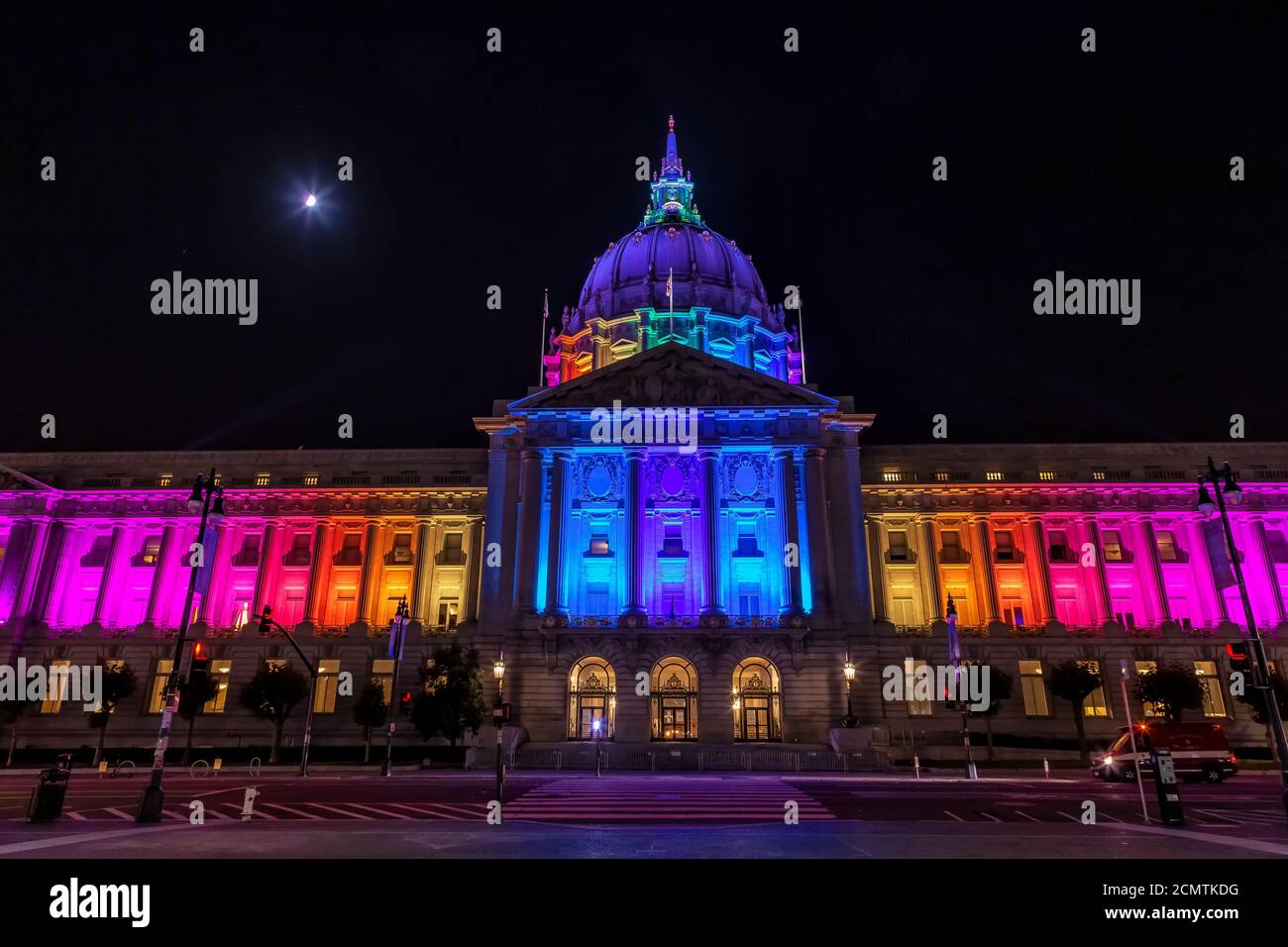 San Francisco City Hall lights up rainbow colors to celebrate the LGBT