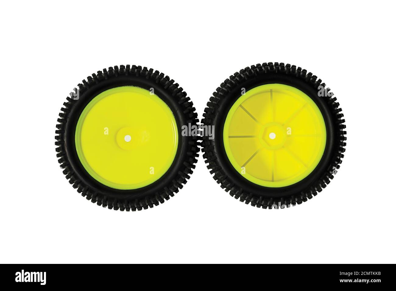 Close up view of hobby toys wheel isolated on white background. Hobby