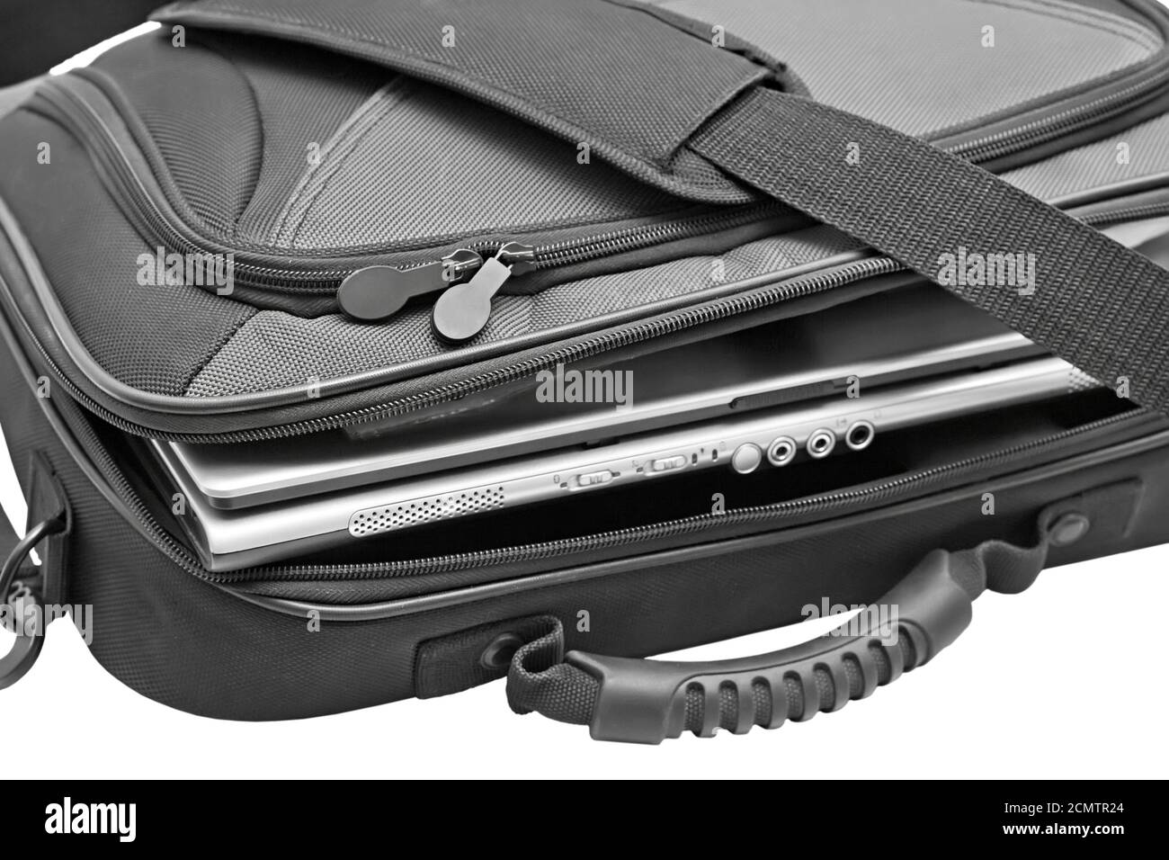 black notebook bag close-up isolated on white background Stock Photo