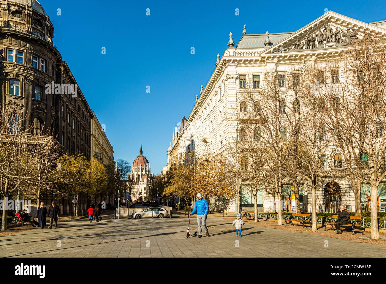 Liberty Square in Budapest, Hungary Stock Photo