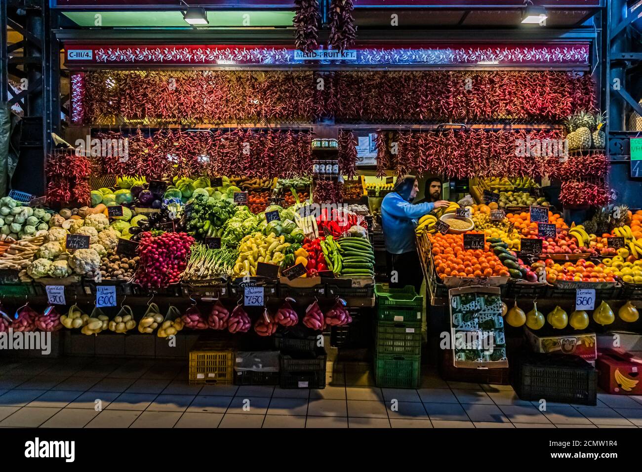 Vegetables and fruits in the Great Market Hall in the IX. district of Budapest, Hungary Stock Photo