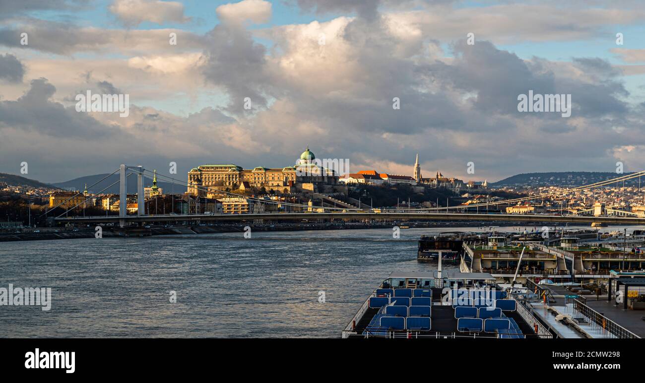 On the banks of the Danube in Budapest, Hungary Stock Photo