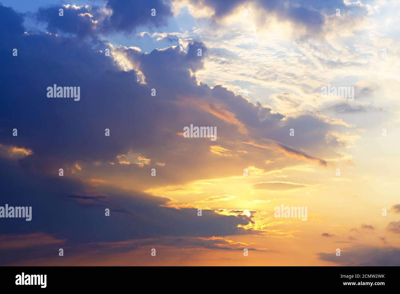 Sky with cirrus clouds in the sunset Stock Photo