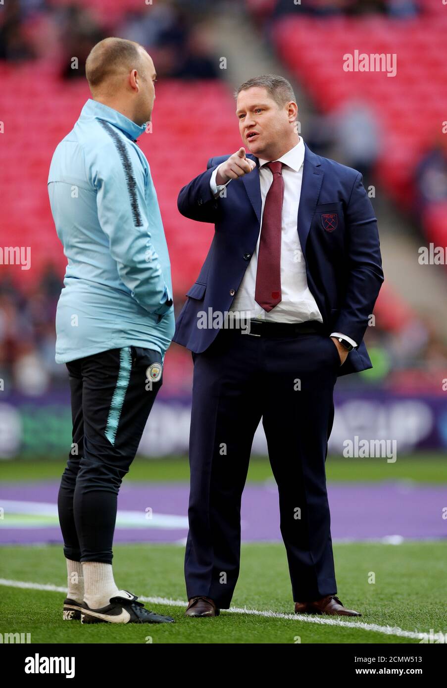Soccer Football - Women's FA Cup Final - West Ham United v Manchester City - Wembley Stadium, London, Britain - May 4, 2019  Manchester City manager Nick Cushing with West Ham manager Matt Beard before the match   Action Images via Reuters/Peter Cziborra Stock Photo