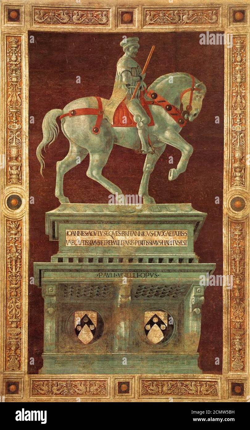 John Hawkwood fresco by Paolo Uccello. Stock Photo