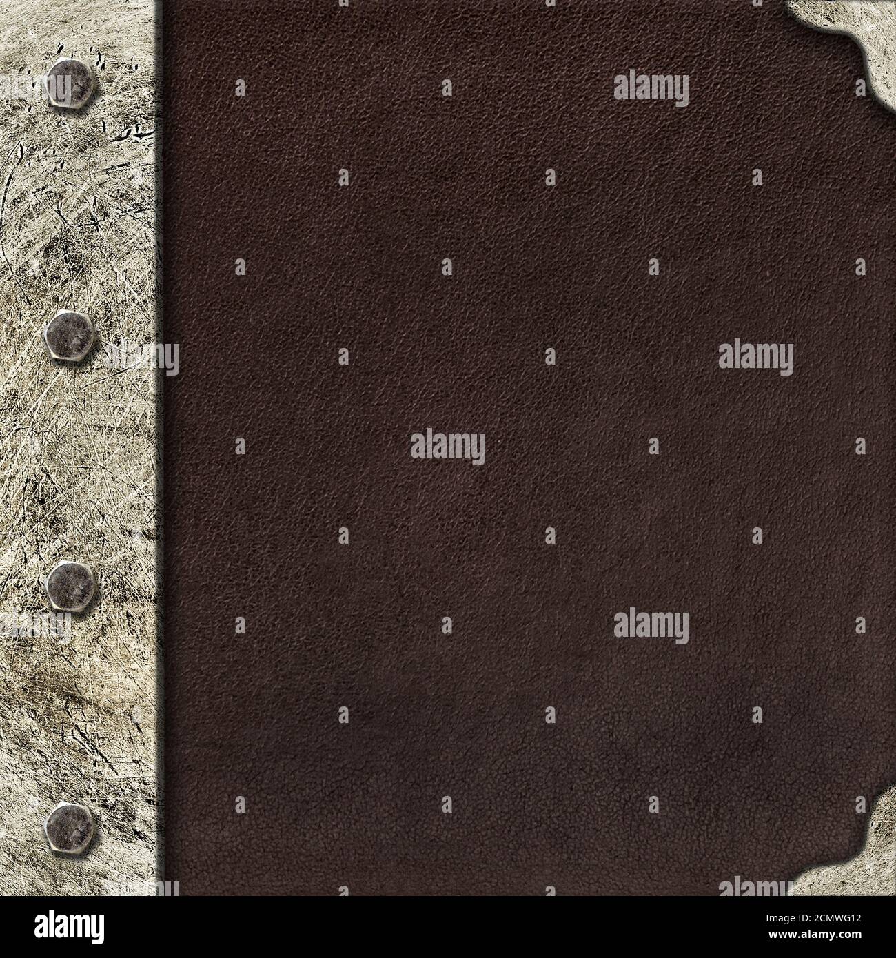 Picture of metal frame for photo on leather background Stock Photo - Alamy