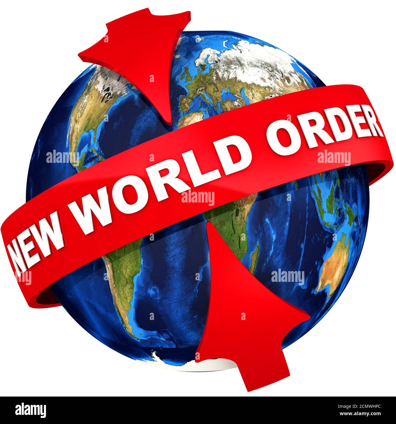 New World Order. Red arrows point to the white text NEW WORLD ORDER on