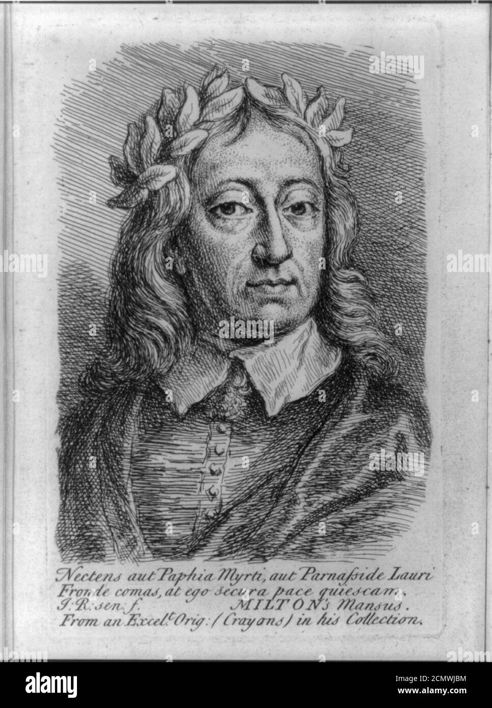 John Milton, 1608-1674, bust, facing right, wearing laurel crown Stock Photo