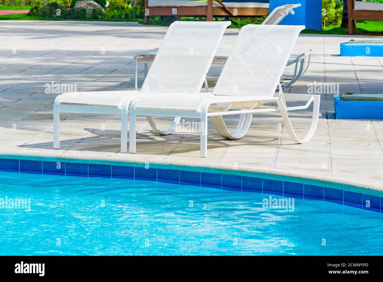 chaise lounge by the pool Stock Photo - Alamy
