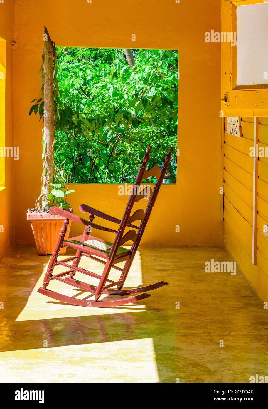 wooden rocking chair Stock Photo