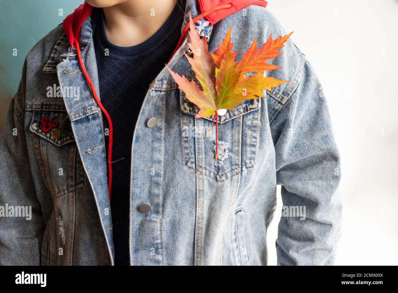 half colored jean jacket