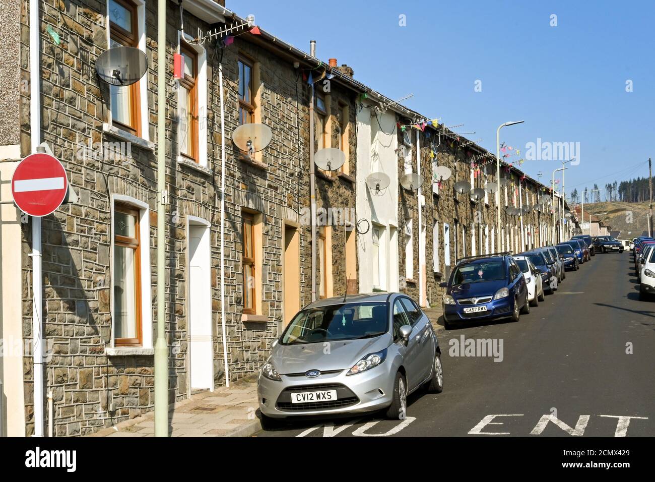 Ferndale, Rhondda Valley, Wales September 2020 Traditional terraced housing in the Rhondda