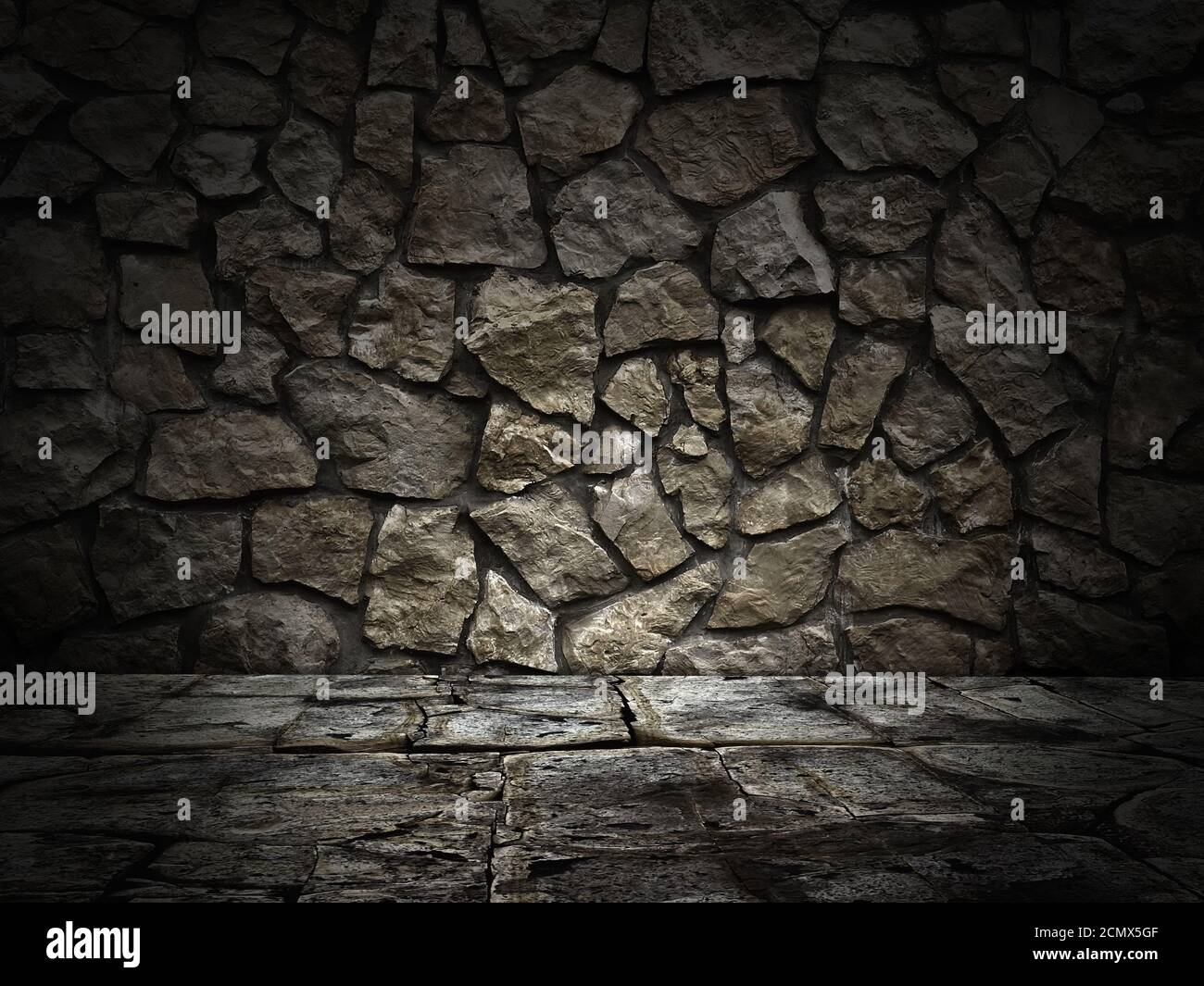 stone wall and floor. lighting effect Stock Photo