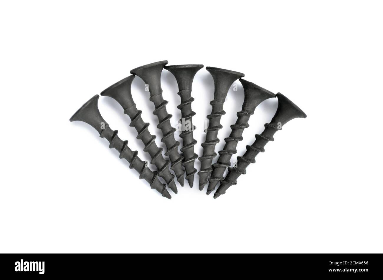 Black tapping screws for construction Stock Photo