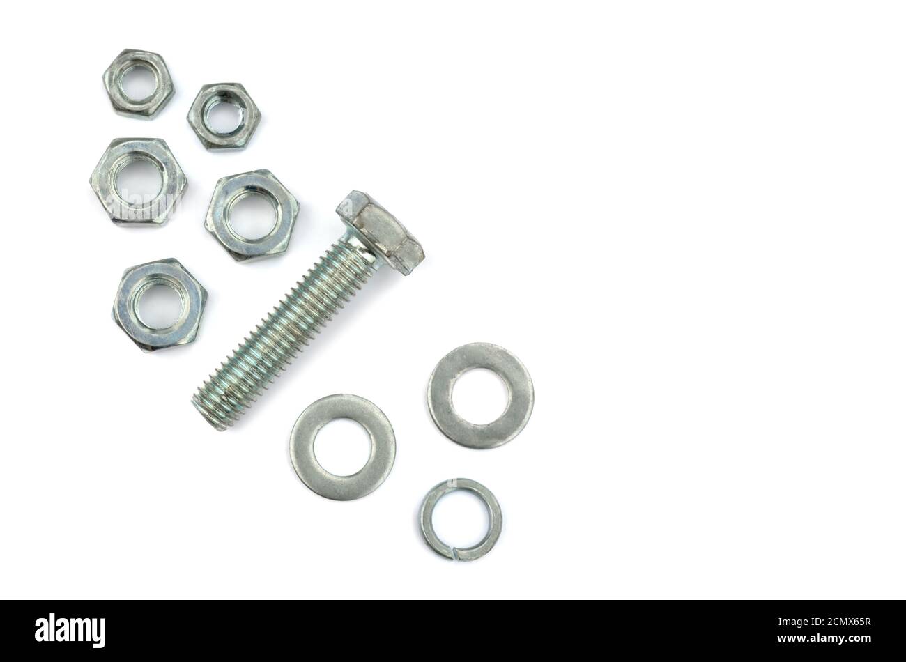 Metal bolt, nuts, washers and grover for construction Stock Photo Alamy