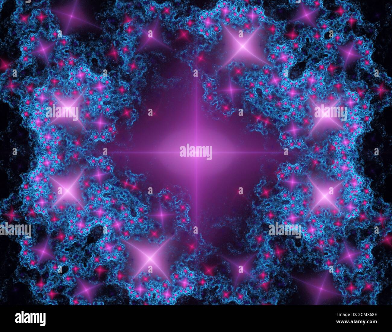 Abstract psychedelic magic pink stars fractal background for art