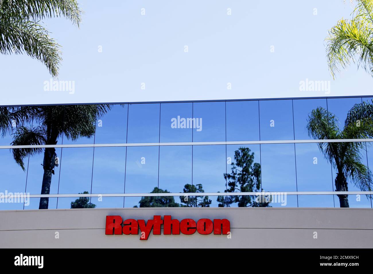 A Raytheon building is shown in San Diego, California, U.S., June 10, 2019.  REUTERS/Mike Blake Stock Photo