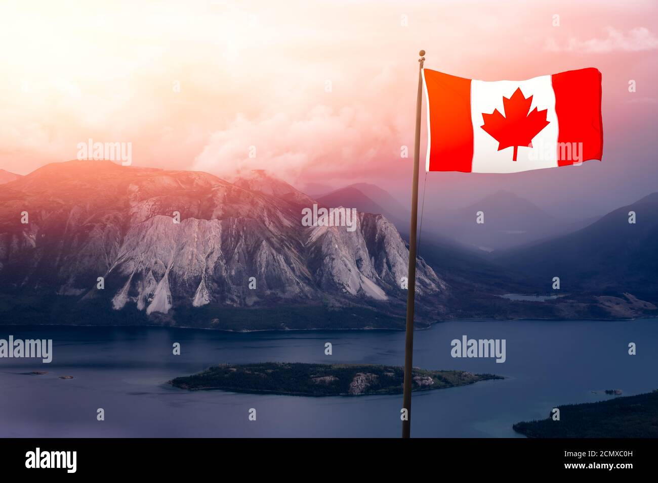 Canadian flag mountain top hi-res stock photography and images - Alamy