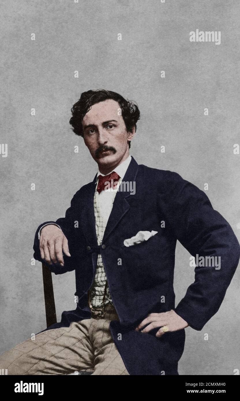 John Wilkes Booth CDV by Black & Case colourised. Stock Photo