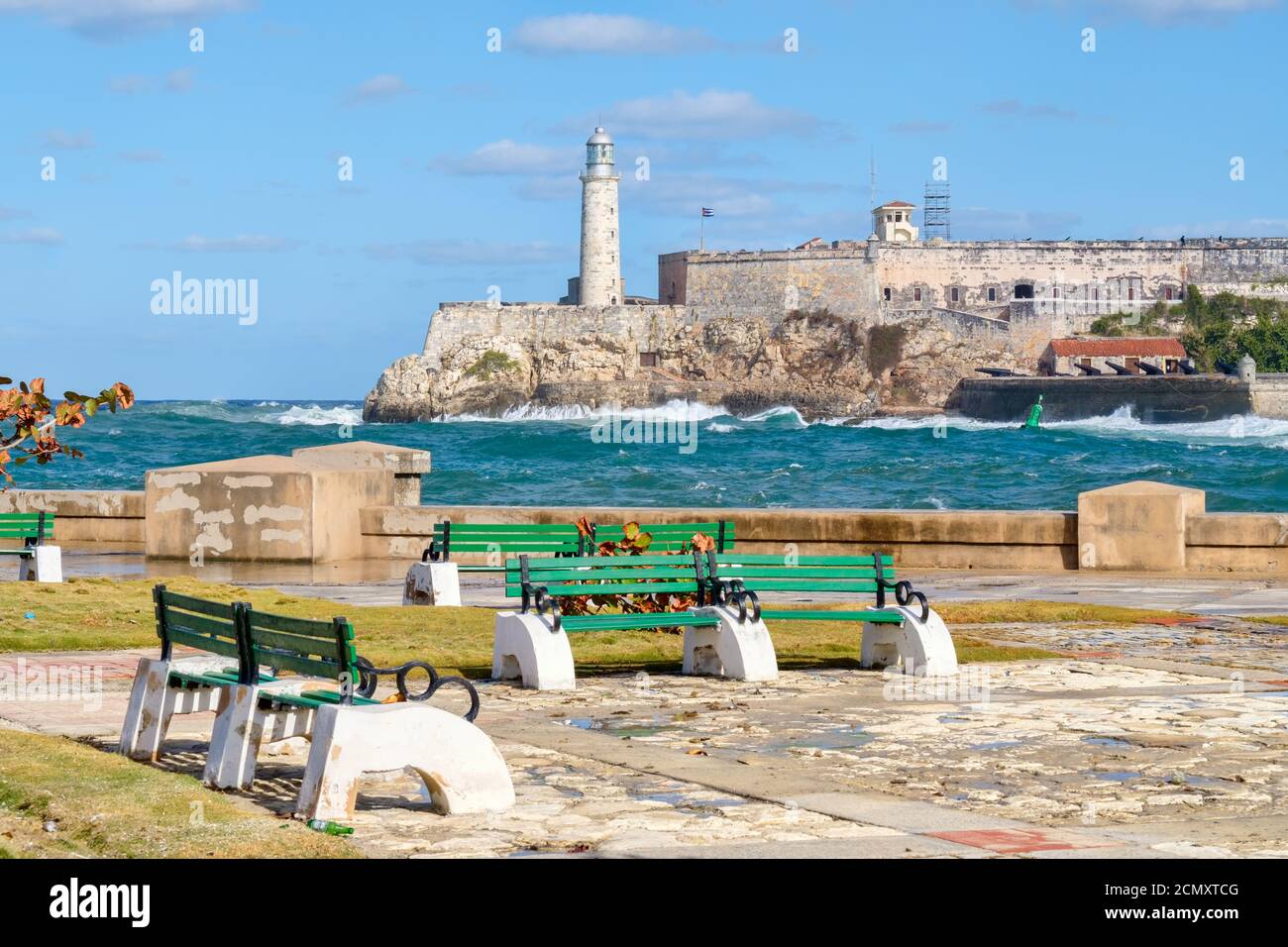 Portrait format of Castillo Del Morro, Carretera de la Cabana, lighthouse  and fortress, Havana, Cuba. Designed by Giovanni Batti Stock Photo - Alamy