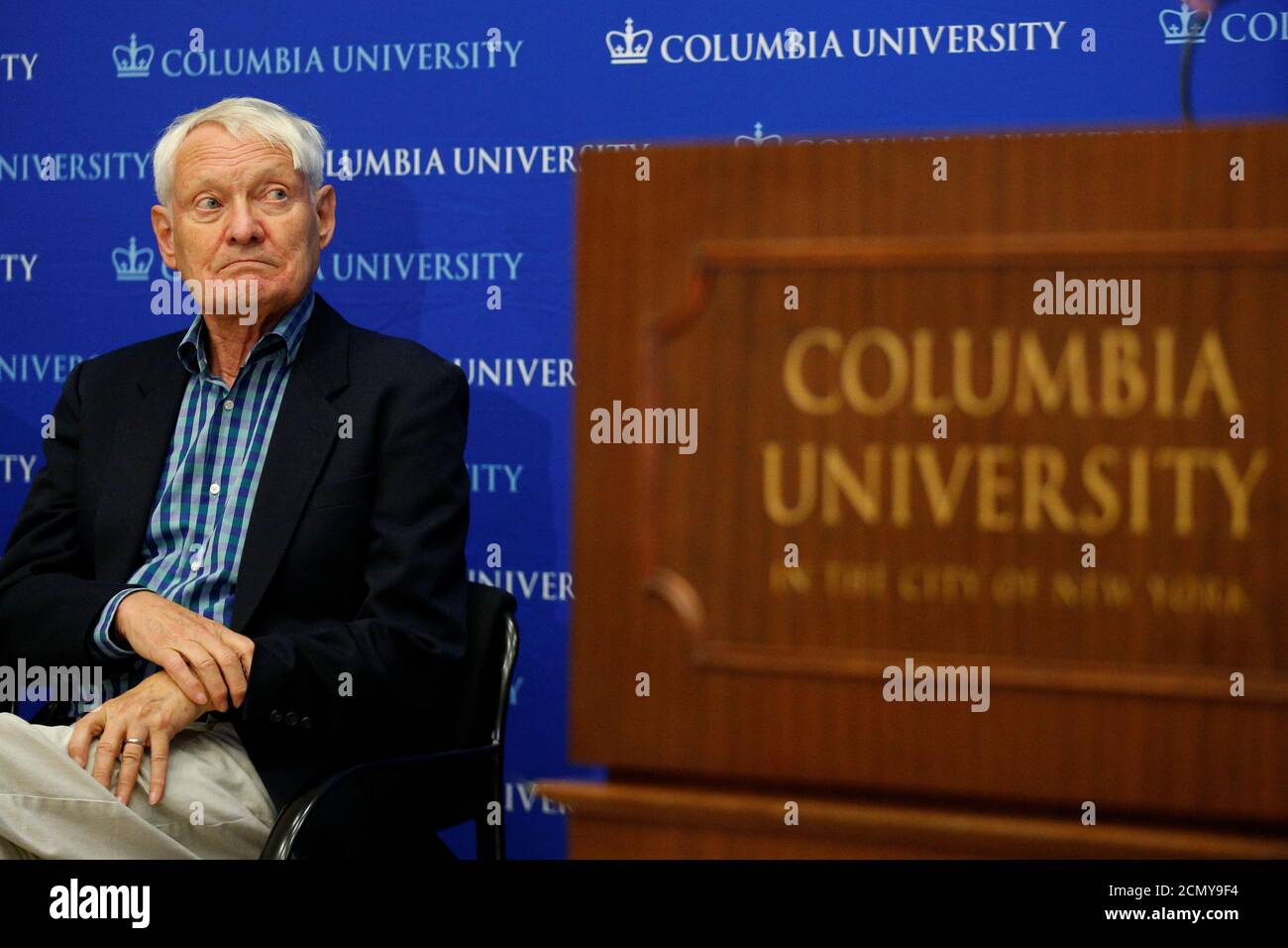 Columbia University professor Joachim Frank attends a news conference after winning 2017 Nobel Prize in chemistry for developing cryo-electron microscopy which simplifies and improves the imaging of biomolecules, at Columbia University in New York City, U.S., October 4, 2017. REUTERS/Brendan McDermid Stock Photo