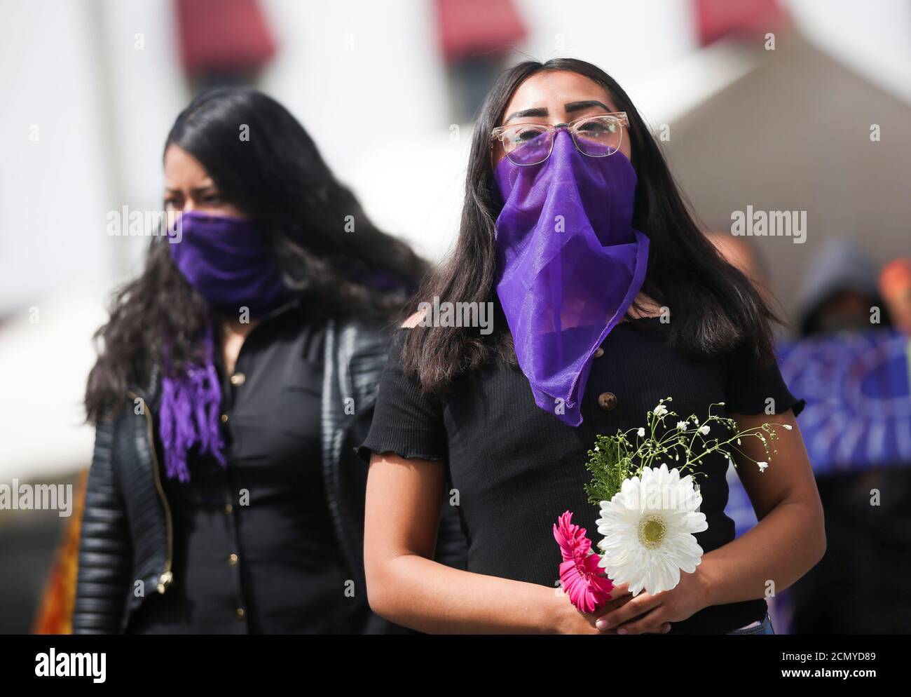 Women march to mark International Women's Day and to demand justice for the victims of gender violence and femicides, in Ecatepec, on the outsides of Mexico City, Mexico March 8, 2020. REUTERS/Luisa Gonzalez Stock Photo