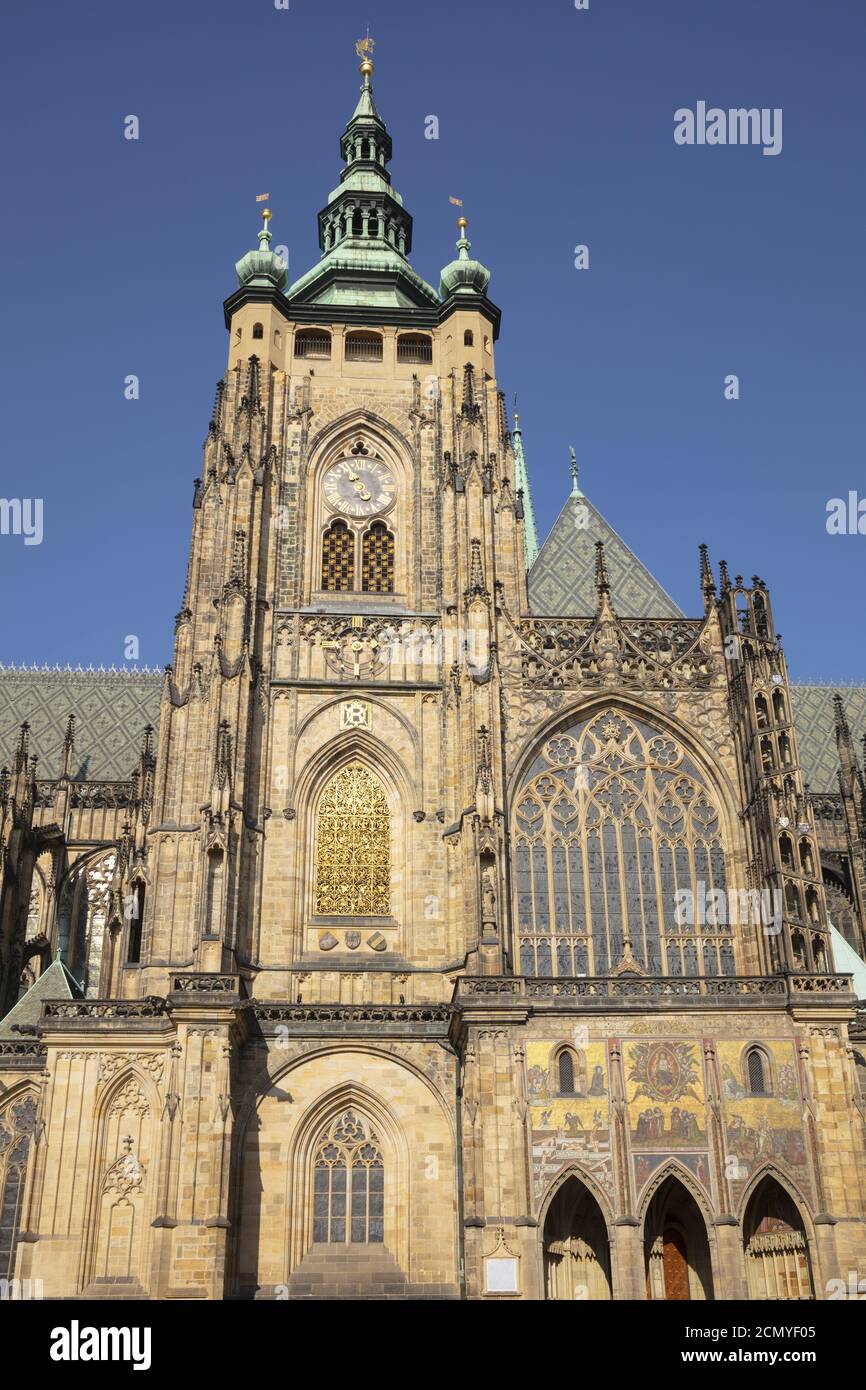 St. Vitus Cathedral, Prague Castle, Prague, Bohemia, Czech Republic, Europe Stock Photo