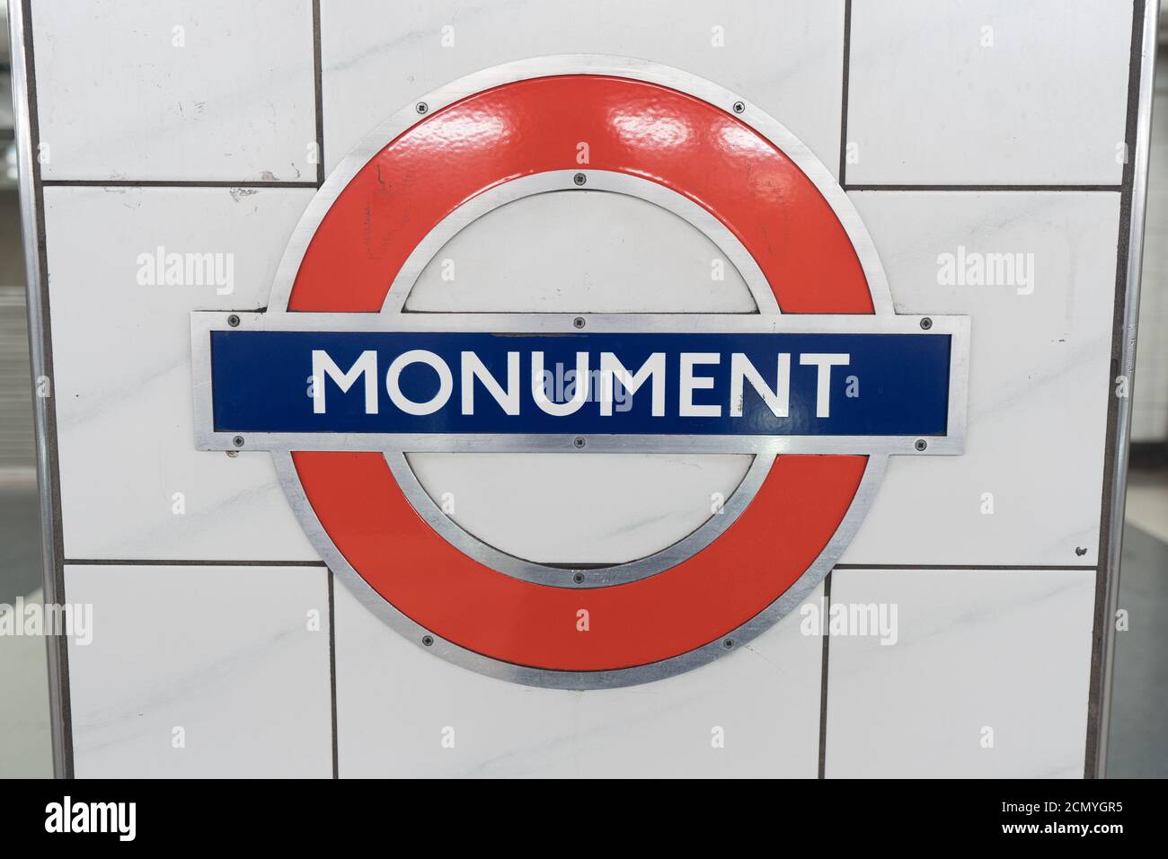 Monument station London underground roundel Stock Photo Alamy